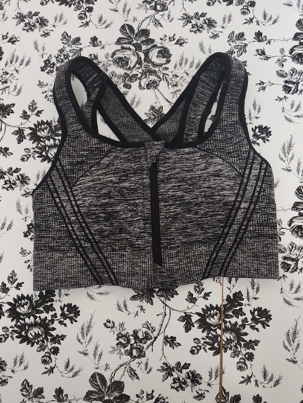 Avia Black & Heather Gray Striped Performance Bra